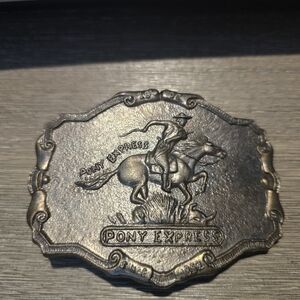 Vintage America Silver Pony Express Belt Buckle